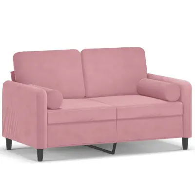 kavč - Sofa - Kanape dvosed z okrasnimi blazinami roza 120 cm žamet