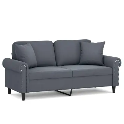 kavč - Sofa - Kanape dvosed z okrasnimi blazinami temno siv 140 cm žamet