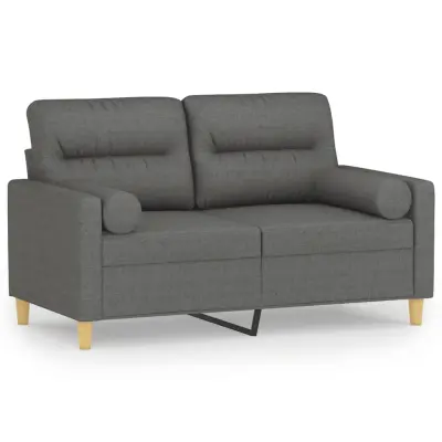 kavč - Sofa - Kanape dvosed z blazinami temno siv 120 cm blago