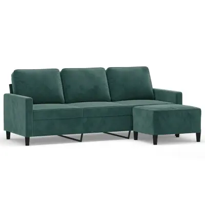 kavč - Sofa - Kanape s stolčkom za noge temno zelen 180 cm žamet
