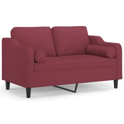 kavč - Sofa - Kanape dvosed z blazinami vinsko rdeč 120 cm blago