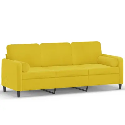 kavč - Sofa - Kanape trosed z okrasnimi blazinami rumen 180 cm žamet