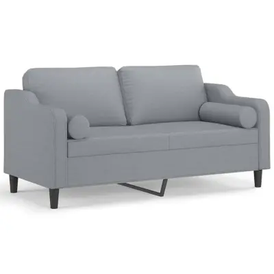 kavč - Sofa - Kanape dvosed z blazinami svetlo siv 140 cm blago