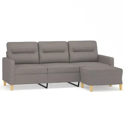 kavč - Sofa - Kanape trosed s stolčkom za noge taupe 180 cm blago