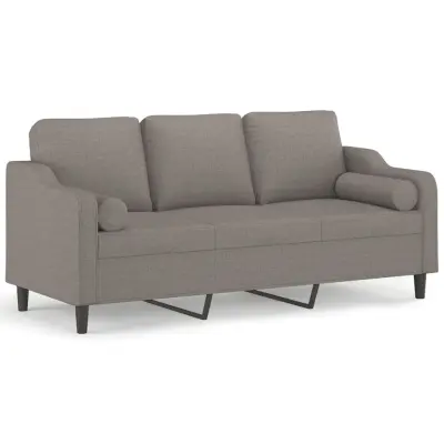 kavč - Sofa - Kanape trosed z okrasnimi blazinami taupe 180 cm blago