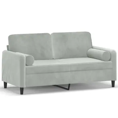 kavč - Sofa - Kanape dvosed z okrasnimi blazinami svetlo siv 140 cm žamet