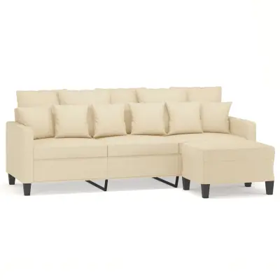 kavč - Sofa - Kanape trosed s stolčkom za noge krem 180 cm blago