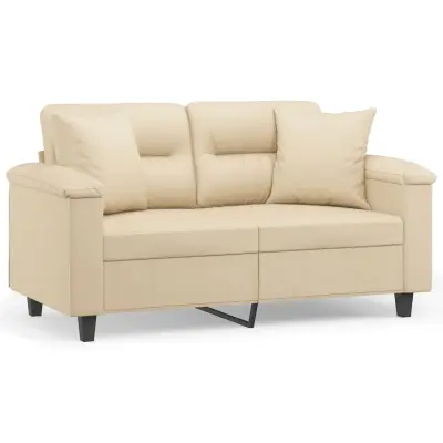 kavč - Sofa - Kanape dvosed z blazinami krem 120 cm tkanina iz mikrovlaken