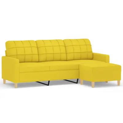 kavč - Sofa - Kanape trosed s stolčkom za noge rumen 180 cm blago