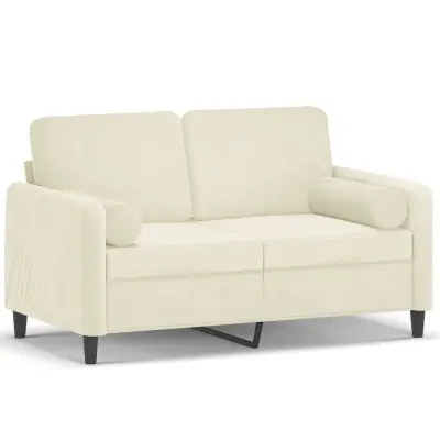 kavč - Sofa - Kanape dvosed z okrasnimi blazinami krem 120 cm žamet