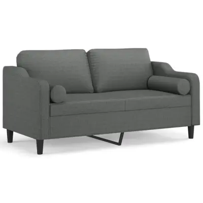 kavč - Sofa - Kanape dvosed z blazinami temno siv 140 cm blago