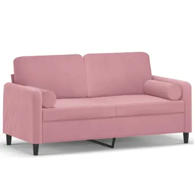 kavč - Sofa - Kanape dvosed z okrasnimi blazinami roza 140 cm žamet
