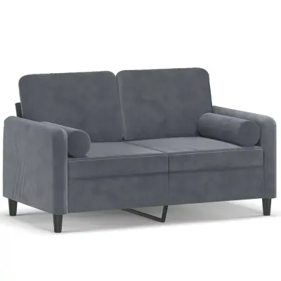 kavč - Sofa - Kanape dvosed z okrasnimi blazinami temno siv 120 cm žamet