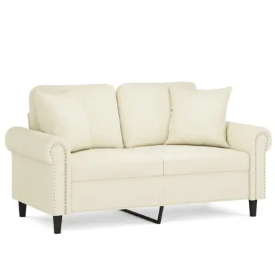 kavč - Sofa - Kanape dvosed z okrasnimi blazinami krem 120 cm žamet