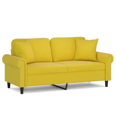 kavč - Sofa - Kanape dvosed z okrasnimi blazinami rumen 140 cm žamet