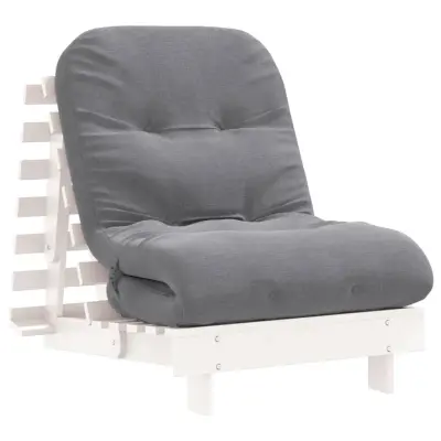 Futon - Futonski ležalnik z ležiščem bela 70x206x11 cm trdna borovina