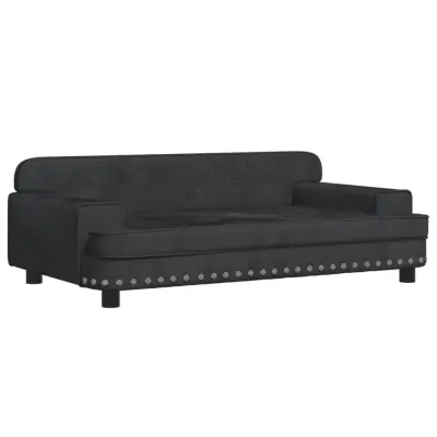 Otroški kavč - Otroški divan - Otroški sedež črn 90x53x30 cm žamet