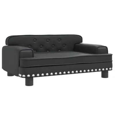 Otroški kavč - Otroški divan - Otroški sedež črn 70x45x30 cm umetno usnje