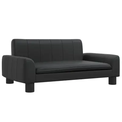 Otroški kavč - Otroški divan - Otroški sedež črn 70x45x30 cm umetno usnje
