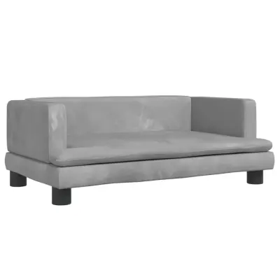 Otroški kavč - Otroški divan - Otroški sedež svetlo siv 80x45x30 cm žamet