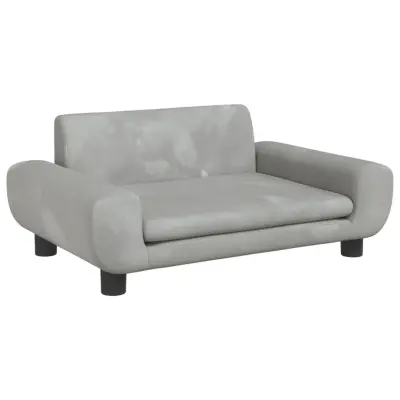 Otroški kavč - Otroški divan - Otroški sedež svetlo siv 70x45x33 cm žamet