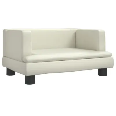 Otroški kavč - Otroški divan - Otroški sedež krem 60x40x30 cm umetno usnje