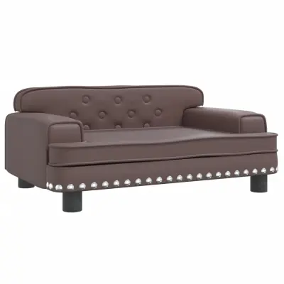 Otroški kavč - Otroški divan - Otroški sedež rjav 70x45x30 cm umetno usnje