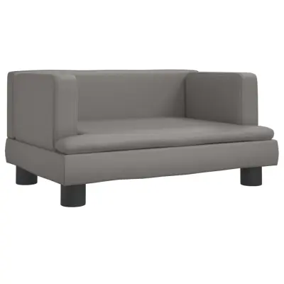 Otroški kavč - Otroški divan - Otroški sedež siv 60x40x30 cm umetno usnje