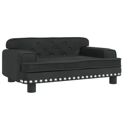 Otroški kavč - Otroški divan - Otroški sedež črn 70x45x30 cm žamet