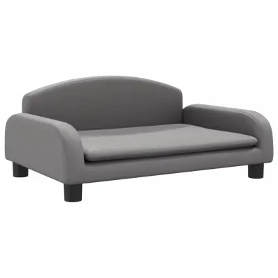 Otroški kavč - Otroški divan - Otroški sedež siv 70x45x30 cm umetno usnje
