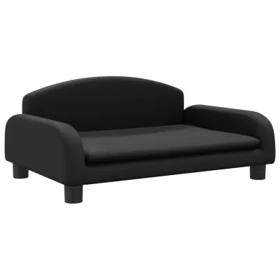 Otroški kavč - Otroški divan - Otroški sedež črn 70x45x30 cm umetno usnje