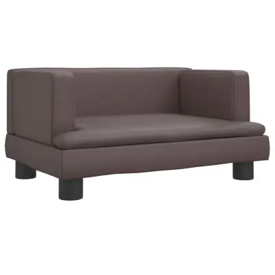 Otroški kavč - Otroški divan - Otroški sedež rjav 60x40x30 cm umetno usnje
