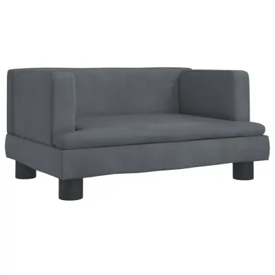 Otroški kavč - Otroški divan - Otroški sedež temno siv 60x40x30 cm žamet