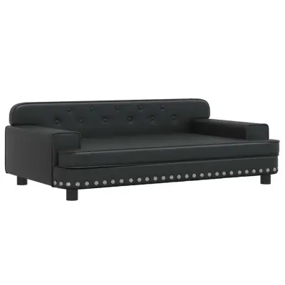 Otroški kavč - Otroški divan - Otroški sedež črn 90x53x30 cm umetno usnje