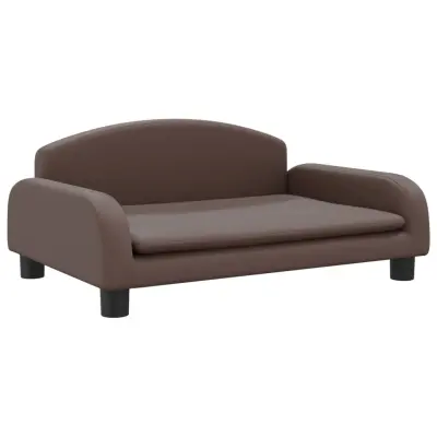 Otroški kavč - Otroški divan - Otroški sedež rjav 70x45x30 cm umetno usnje