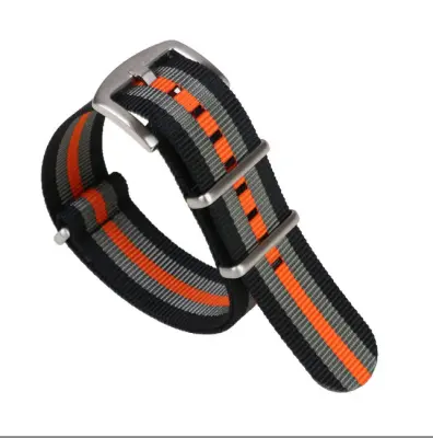 Pas za uro NATO iz najlonskega platna z zaponko iz nerjavečega jekla Orange 24 mm