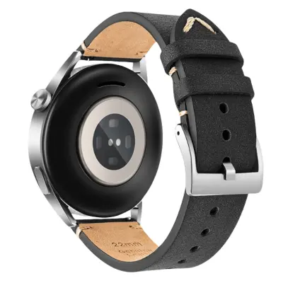 Usnjen pašček za uro Huawei GT4 Pro Black + Silver 22 mm