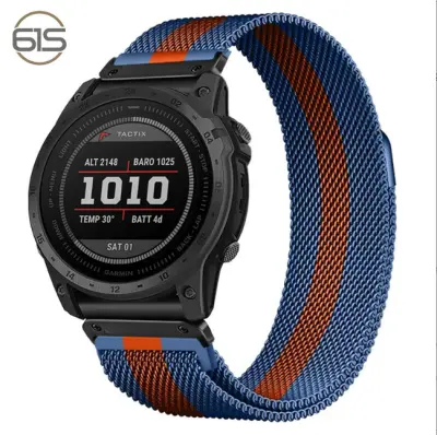 Kovinski pašček za uro Garmin Fenix 7X Pro/Fenix 58 s hitrim odpenjanjem, milanski, nerjaveče jeklo Blue 26 mm
