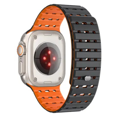 Zračni magnetni pas za Apple Watch Series 1-9 Generations 42/44/45 mm Black+Orange