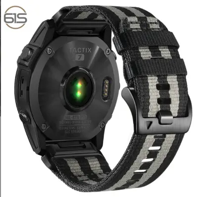 Hitro snemljiv najlonski pašček za uro Garmin Fenix 5X 6X 7X Tactix 7 Pro Black + light gray 22 mm