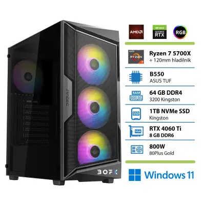 BOFX VOLANTIS 2 R7-5700X 64GB 1TB RTX4060TI W11 namizni računalnik