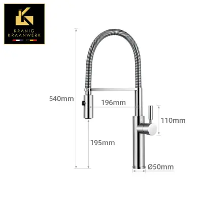 Vrhunski razred | Dizajn kuhinjske pipe | Kuhinjska mešalna pipa s gibljivo cevjo in pršilno glavo | Lorenzo Minimalizem