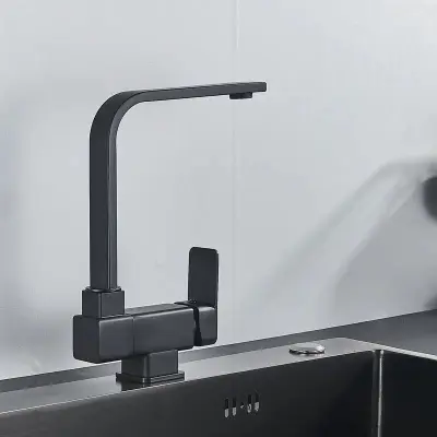 Preprosta črna kuhinjska pipa | Prilagodljiv za premikanje | Osnovna pipa za kuhinjo ali shrambo | Ugodno in preprosto