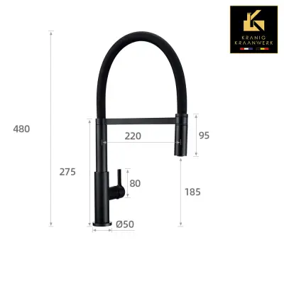 Kuhinjska pipa vrhunskega dizajna | Kuhinjska mešalna pipa s gibljivo cevjo in pršilno glavo | Murcia della