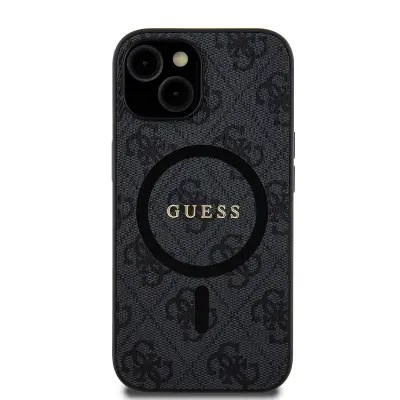 Guess, Zaš?itni ovitek za iPhone 15 MagSafe Printed 4G, ?rna