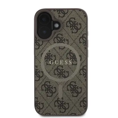 Guess, Zaš?itni ovitek za iPhone 16 MagSafe Printed 4G, Rjava
