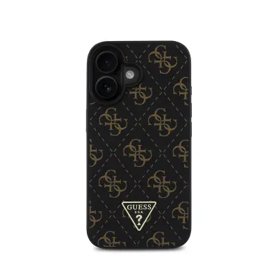 Guess, Ohišje za Apple iPhone 16 Pattern 4G Triangle Ultra-Chic, ?rna