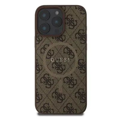 Guess, Zaš?itni ovitek za iPhone 16 Pro MagSafe Printed 4G, Rjava