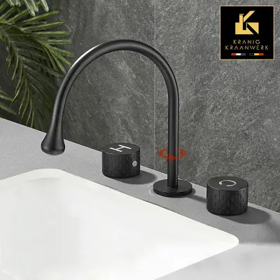 Nadometna armatura za umivalnik z velikimi gumbi za upravljanje | Ukrivljena kaplja | Montaža na pohištvo | Pipa za umivalnik