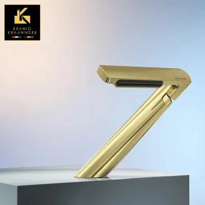 Pipa za umivalnik in fontano | Veliki Z | Minimalizem | Zlato črno bela kromirana kovina iz nerjavečega jekla